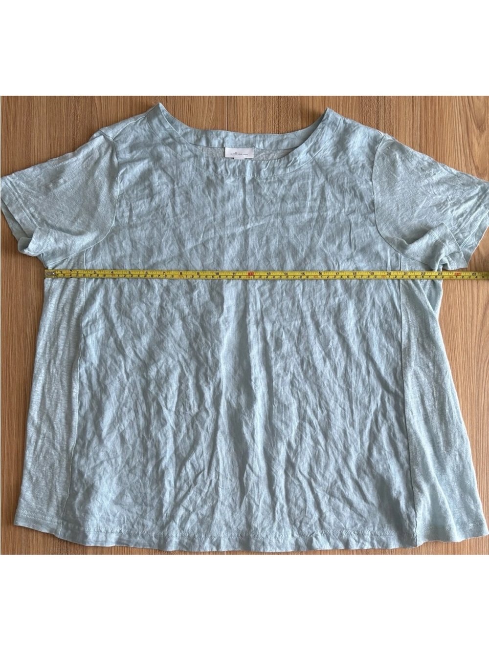 J Jill Love Linen Short Sleeve Top Wmns 1X Aqua Flowy Comfort Coastal Lagenlook - Picture 5 of 8